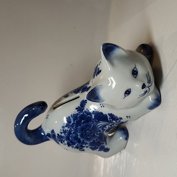 Delft holland kitty cat coin bank - Picture 2 of 7